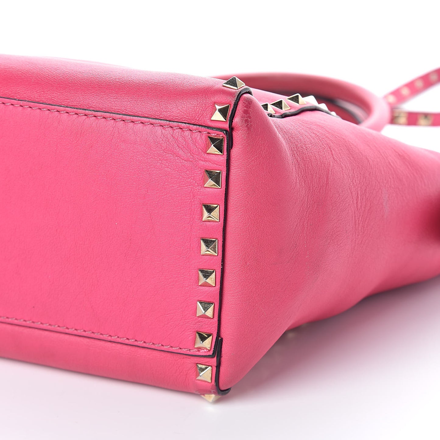 Vitello Rockstud Double Handle Tote Pop Fuxia