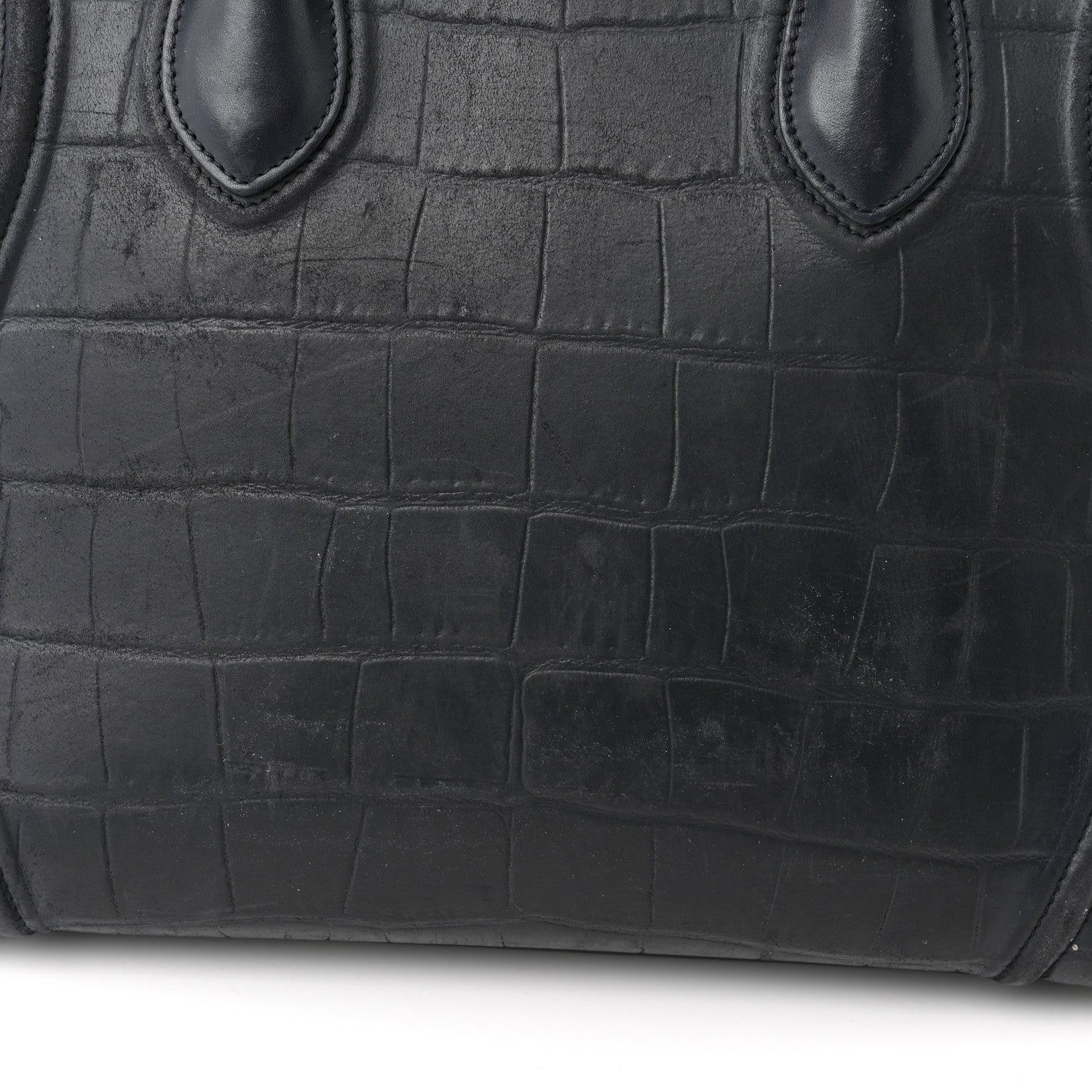 Celine Crocodile Embossed Nubuck Medium Phantom Luggage Navy Blue 14 of 14