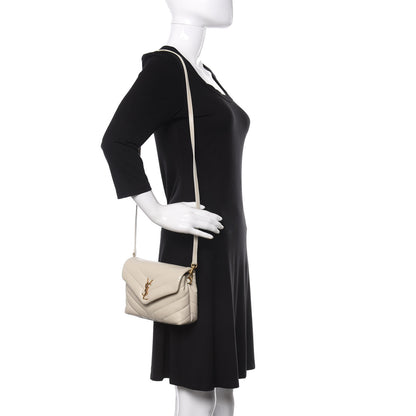 Saint Laurent Calfskin Y Quilted Monogram Toy Loulou Crossbody Bag Blanc Vintage 2 of 11