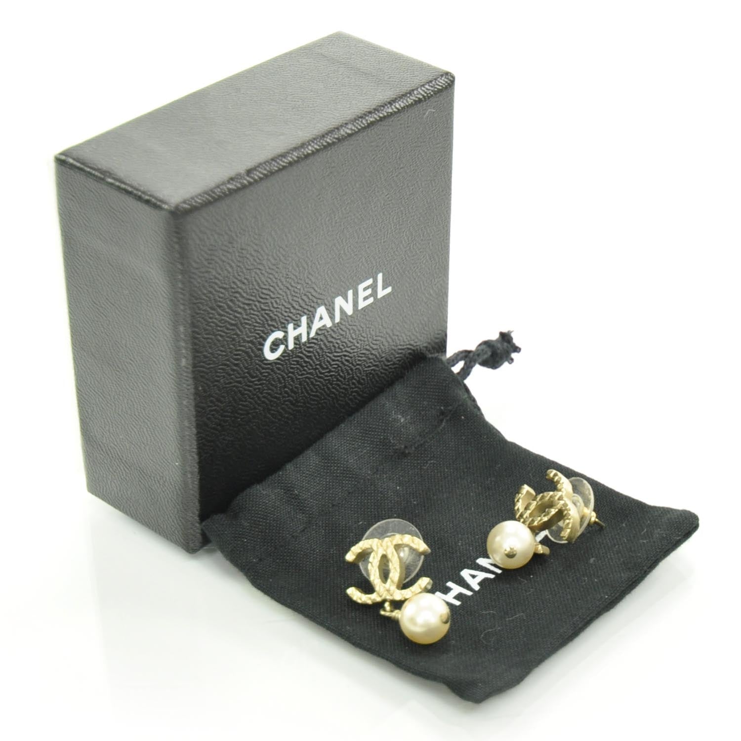 Chanel Quilted CC Pearl Dangle Earrings 3 of 4