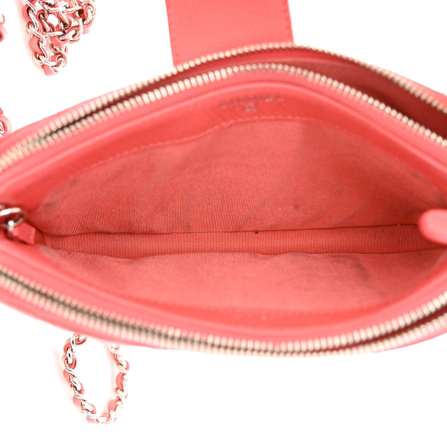 Chanel Caviar Quilted CC Box Clutch With Chain Coral 6 of 15