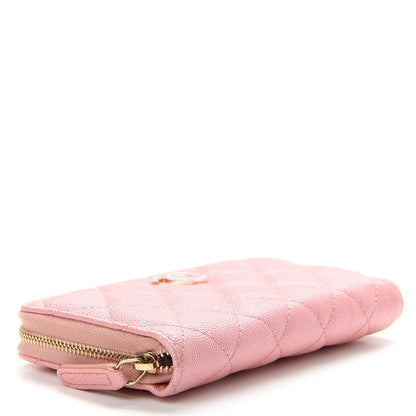 Chanel Iridescent Caviar Quilted Medium Zip Around Wallet Pink 4 of 9