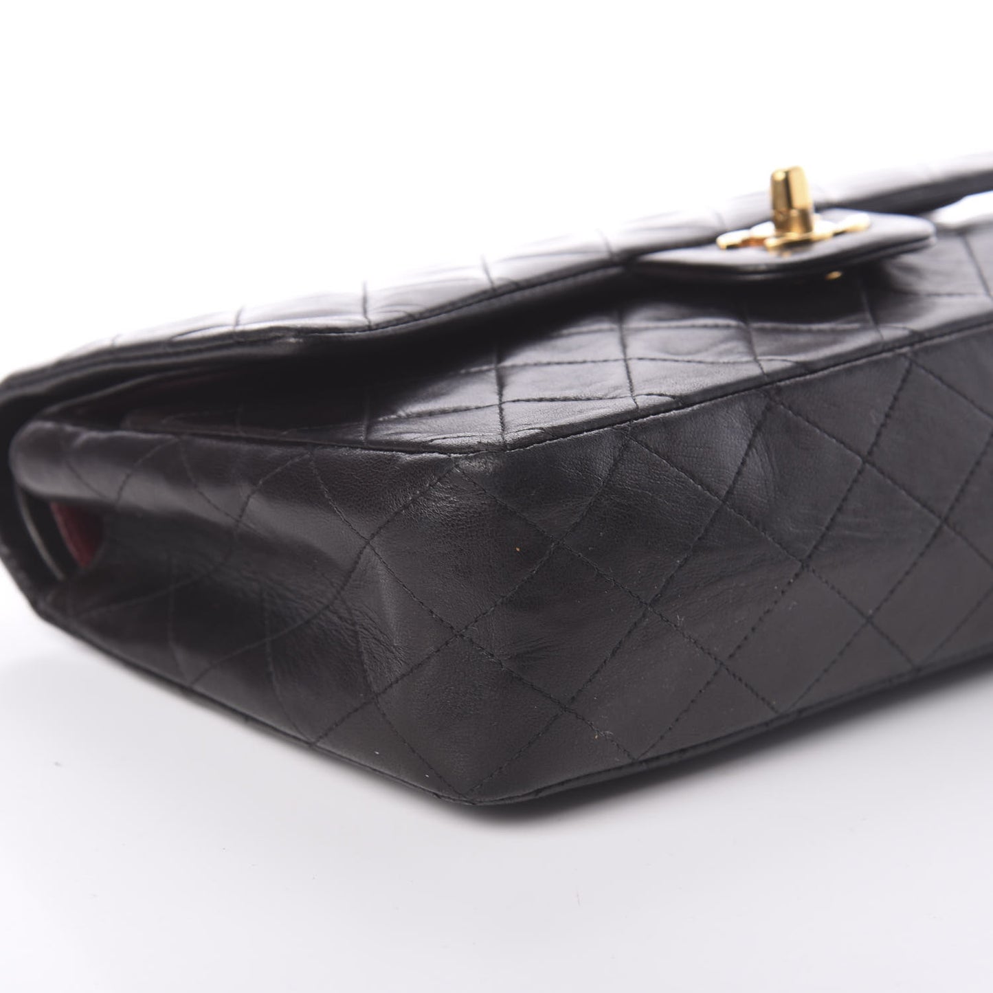 Lambskin Quilted Medium Double Flap Black