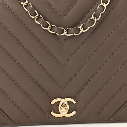 Chanel Calfskin Chevron Quilted Medium Statement Flap Khaki 8 of 10