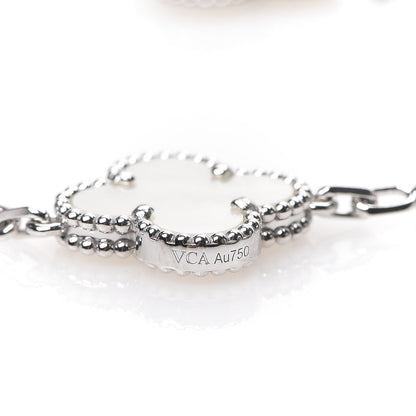 Van Cleef & Arpels 18K White Gold Mother of Pearl 10 Motifs Vintage Alhambra Necklace 4 of 6