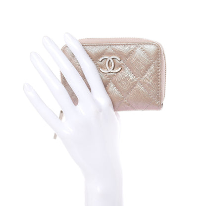 Chanel Iridescent Caviar Quilted Zip Around Coin Purse Beige 2 of 8