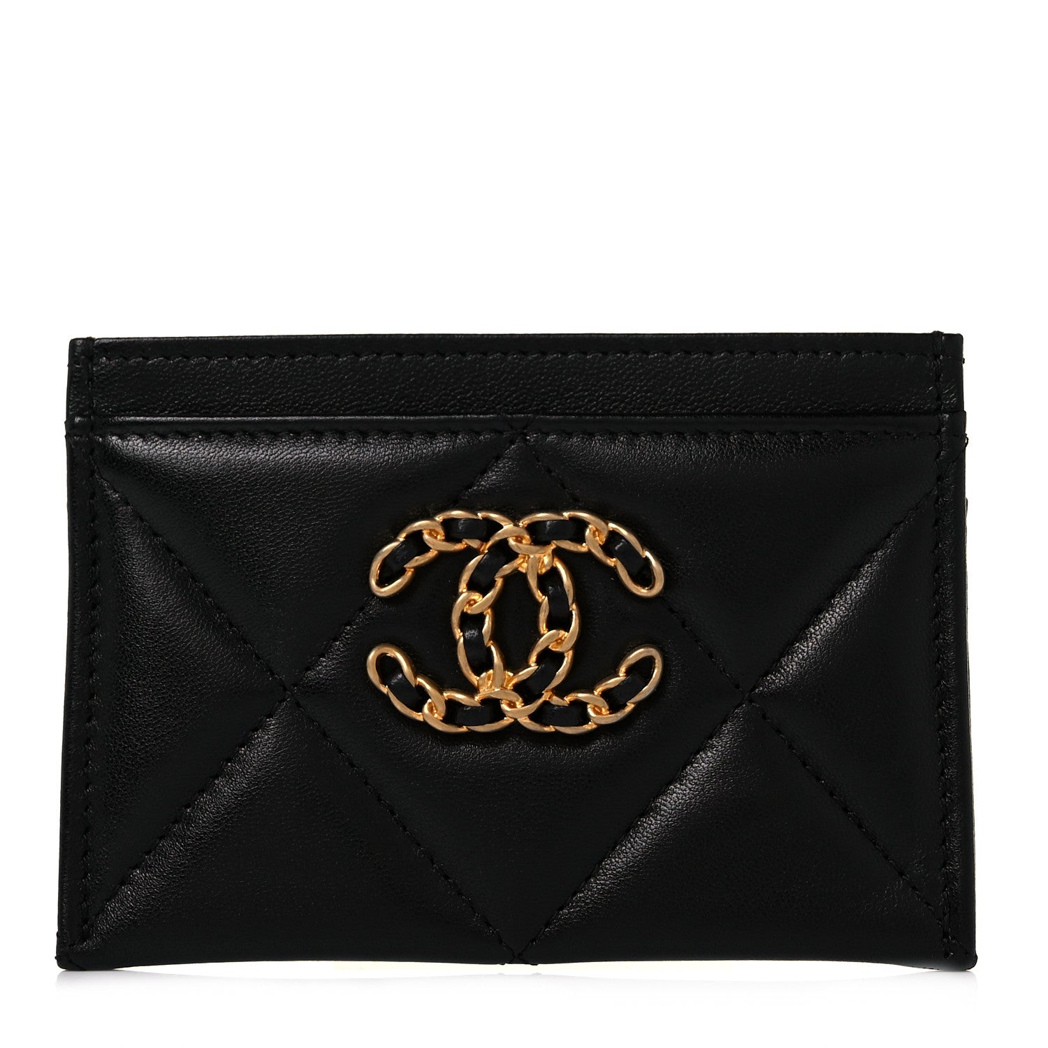 Chanel Lambskin Quilted Chanel 19 Card Holder Black 1 of 11