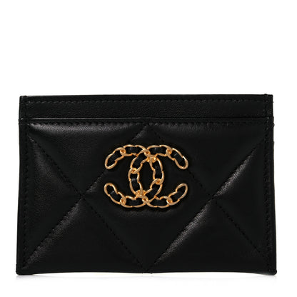 Chanel Lambskin Quilted Chanel 19 Card Holder Black 1 of 11
