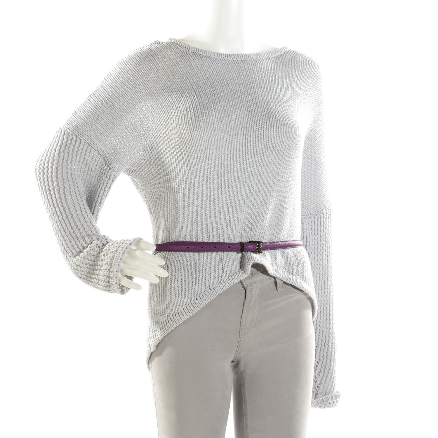 Gucci Calfskin Bamboo Buckle Skinny Belt Purple 2 of 8