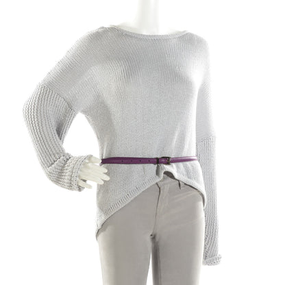Gucci Calfskin Bamboo Buckle Skinny Belt Purple 2 of 8