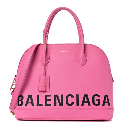Balenciaga Signature Grained Calfskin Logo M Ville Top Handle Bag Acid Pink 1 of 17