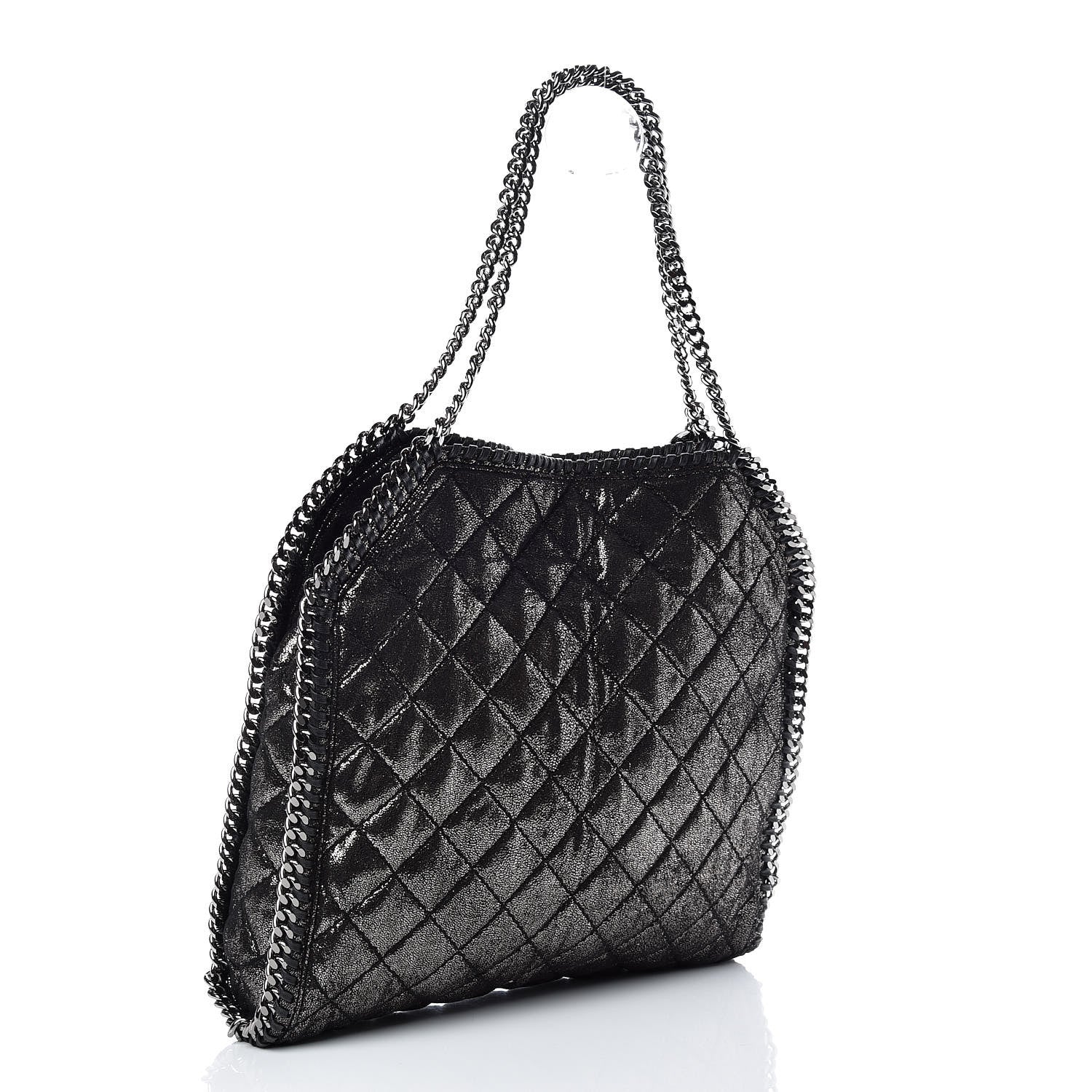 Stella McCartney Metallic Quilted Small Falabella Tote Black 3 of 9