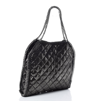 Stella McCartney Metallic Quilted Small Falabella Tote Black 3 of 9