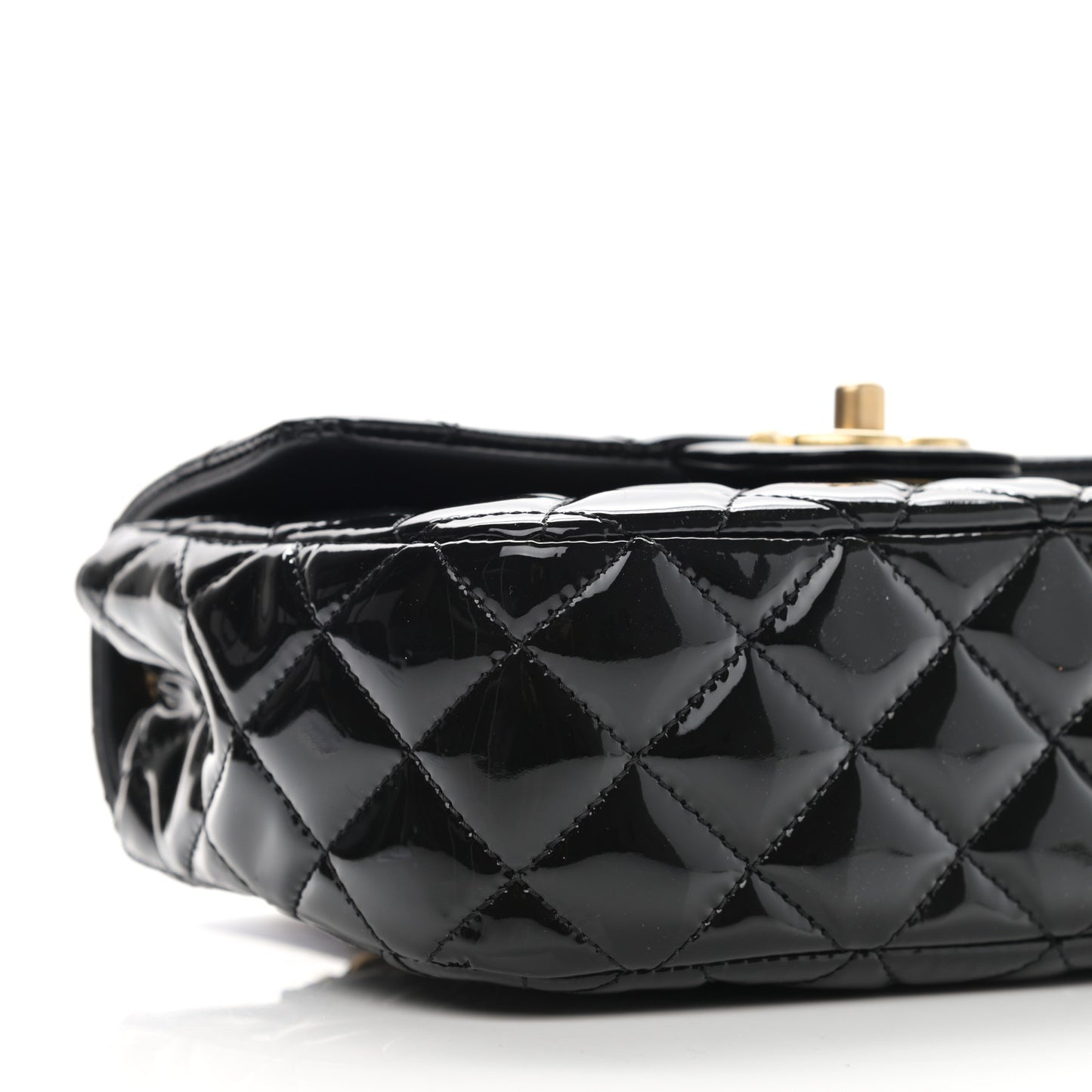 Patent Enamel Quilted Small Coco Hearts Square Flap Black