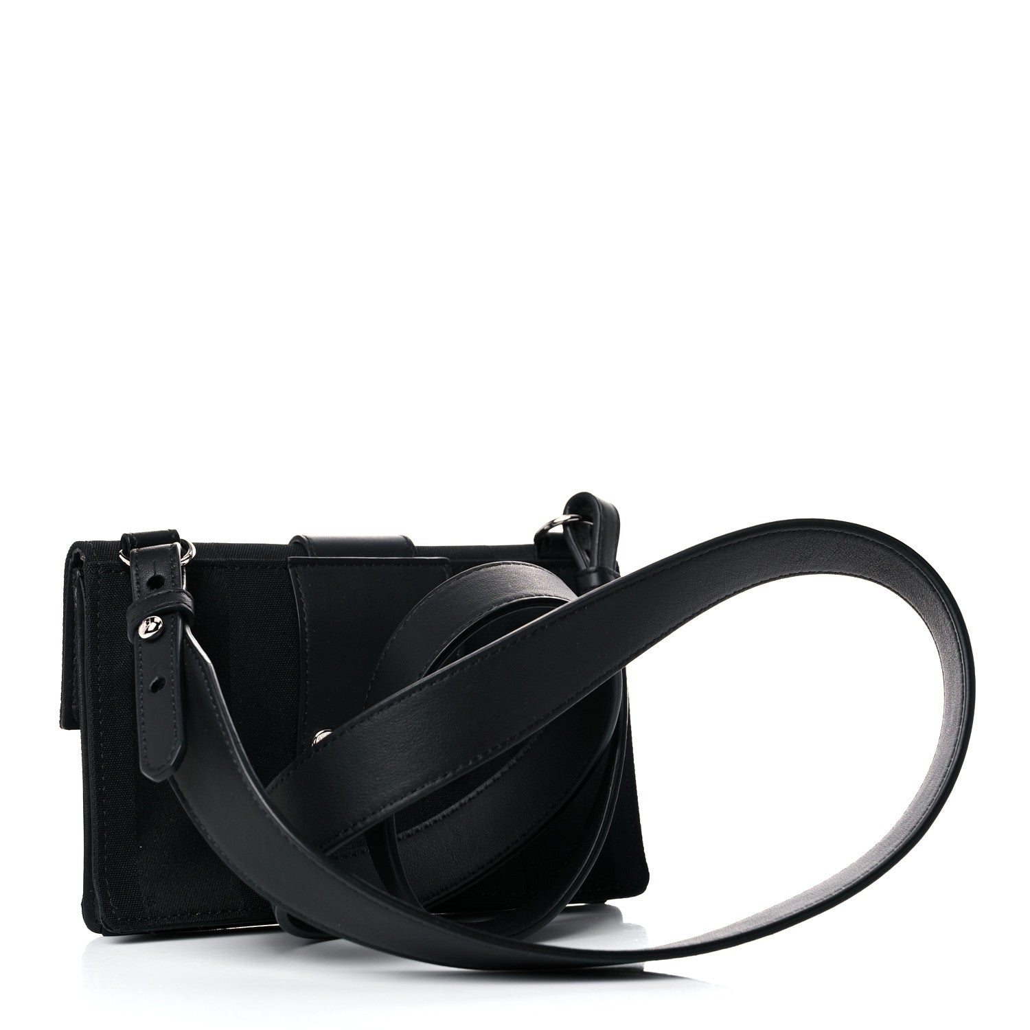 Fendi Recycled Nylon Vitello Grace Light Pequin Baguette Belt Pouch Black 3 of 9