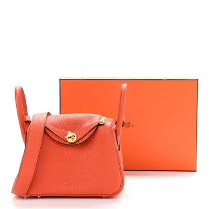 Hermes Taurillon Clemence Mini Lindy 20 Feu 11 of 11