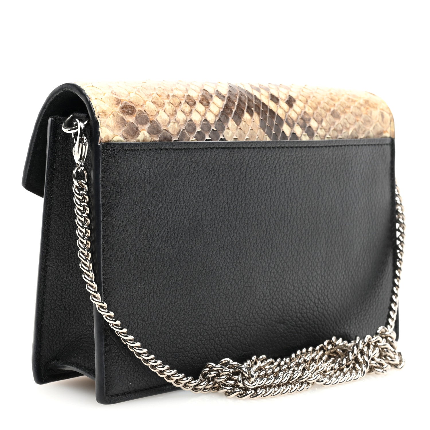 Louis Vuitton Soft Calfskin Snakeskin My Lockme Chain Bag Pochette Black 3 of 9