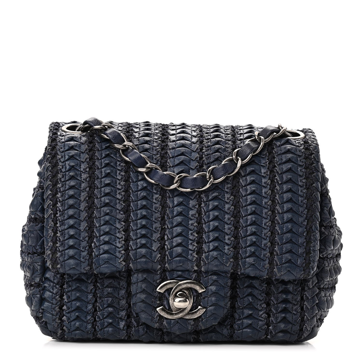 Chanel Lambskin Crochet Embroidered Small Flap Navy 1 of 10