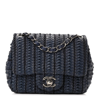 Chanel Lambskin Crochet Embroidered Small Flap Navy 1 of 10