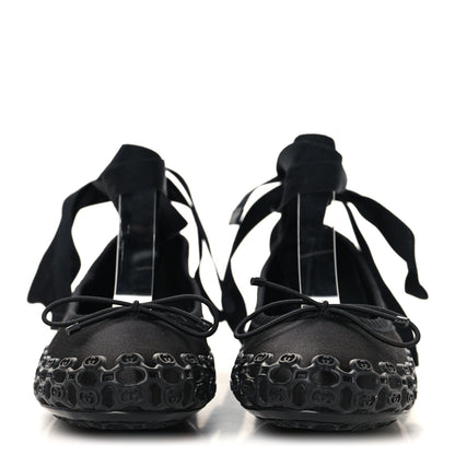 Gucci Rubber Satin Ballerina Flats 38 Black 3 of 9