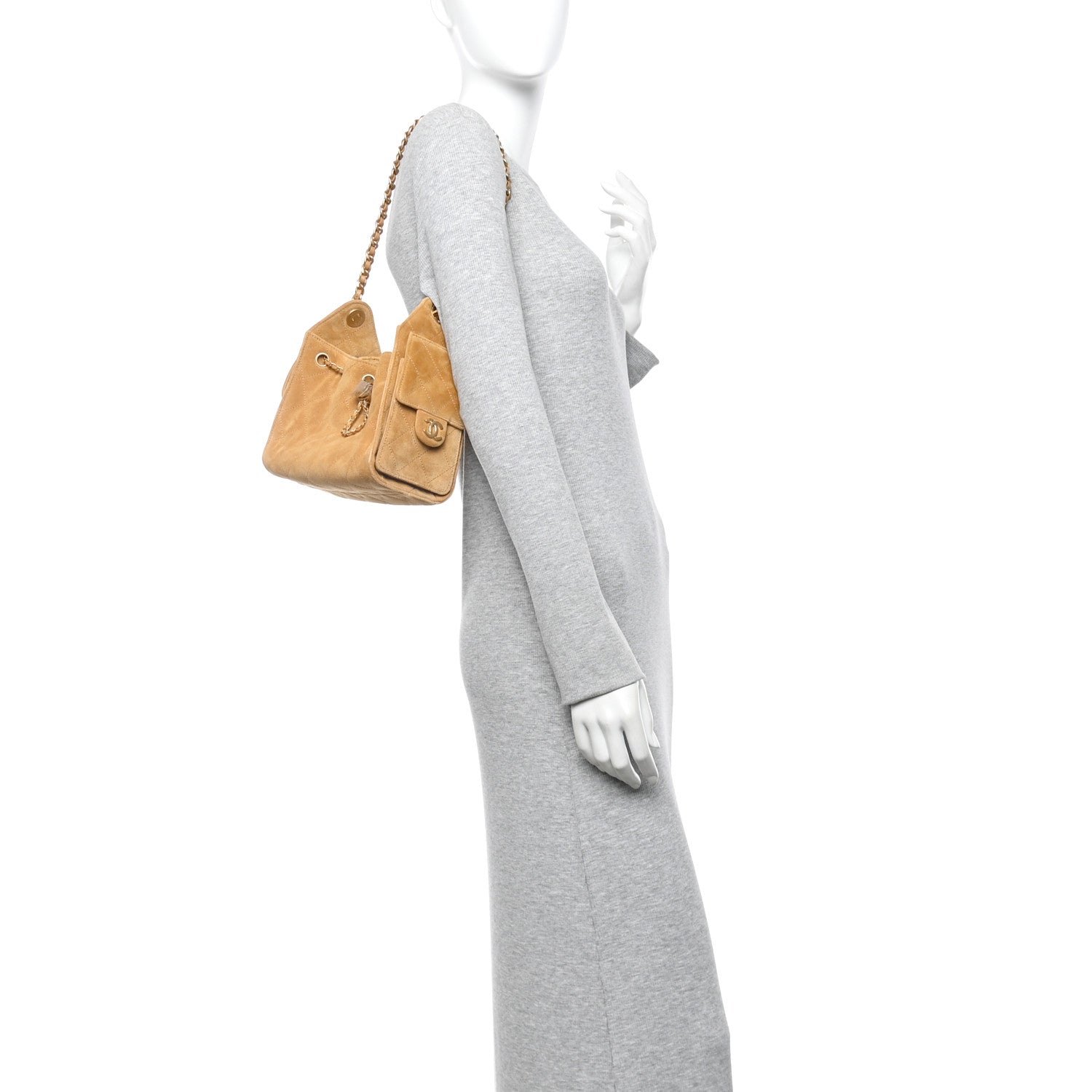 Chanel Suede Quilted Mini Chanel 25 Handbag Beige 2 of 12