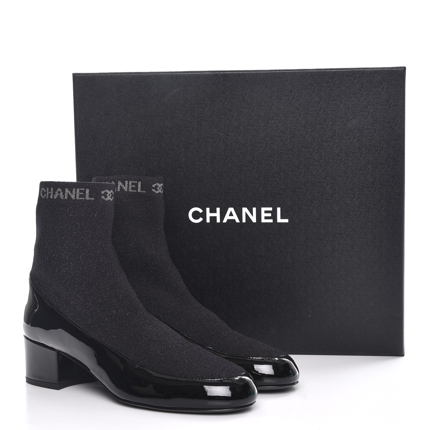 Chanel Fabric Patent Short Boots 38 Dark Grey Black 9 of 9