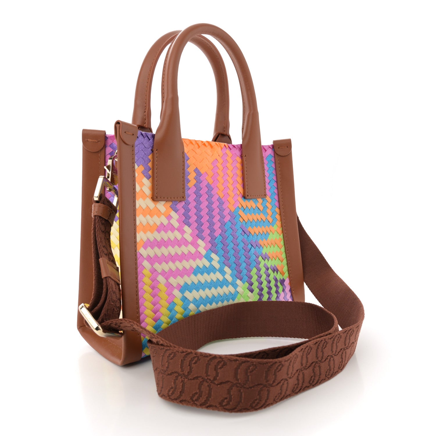 Christian Louboutin Woven Calfskin Mini By My Side Tote Multicolor Cuoio 3 of 11