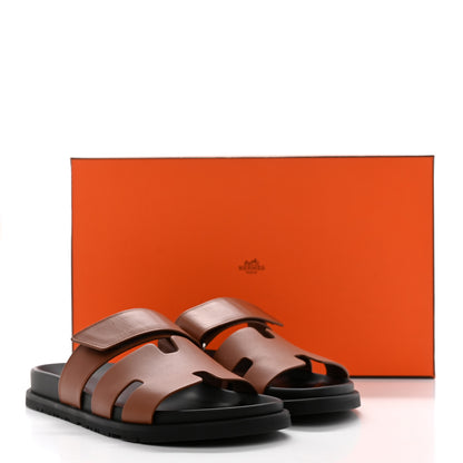 Hermes Calfskin Womens Chypre Sandals 39.5 Gold 9 of 9