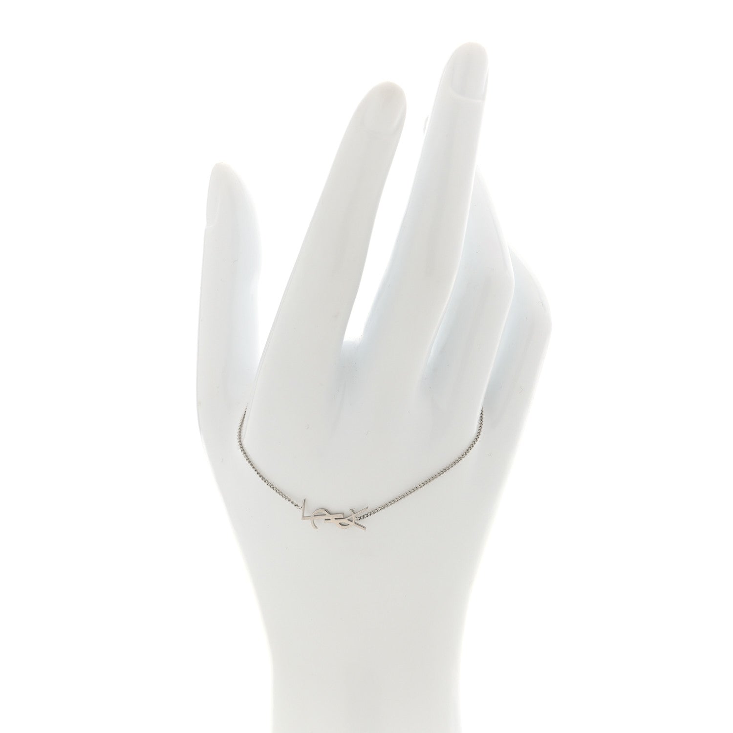 Saint Laurent Brass Monogram Charm Bracelet Silver 2 of 4