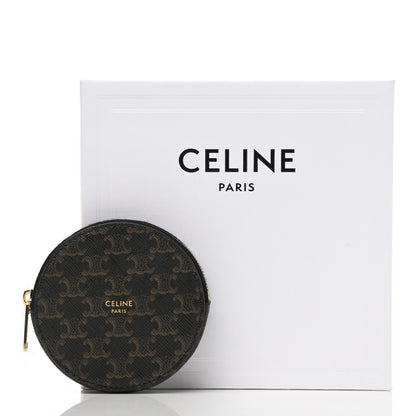 Celine Triomphe Canvas Round Zip Coin Purse 8 of 8
