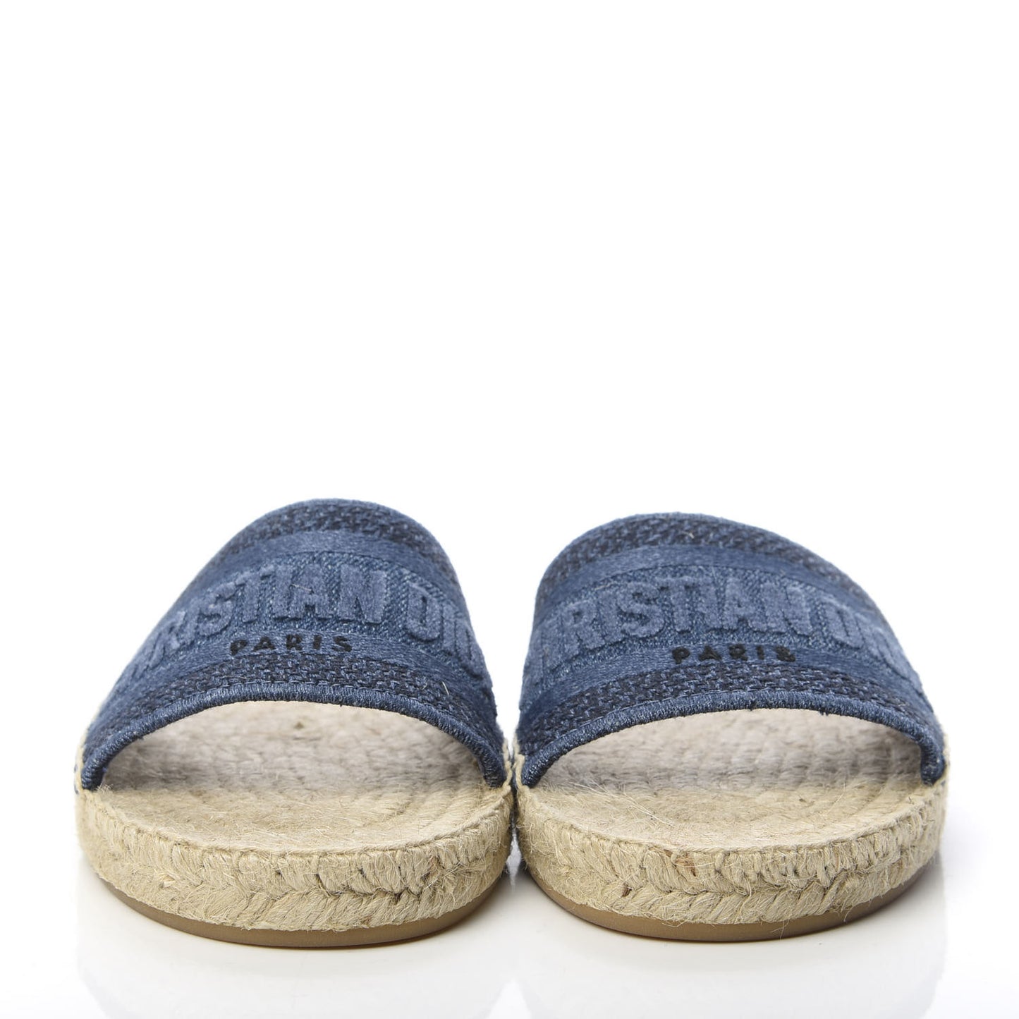Denim Embroidered Granville Espadrille Flat Slide Sandals 37