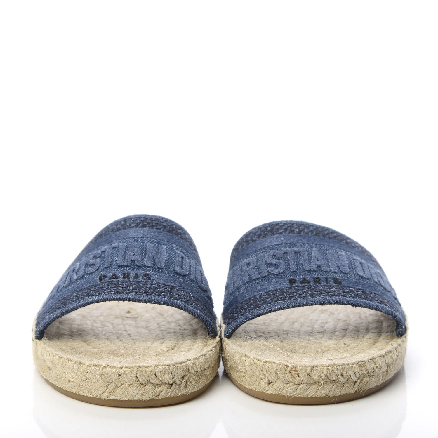 Christian Dior Denim Embroidered Granville Espadrille Flat Slide Sandals 37 2 of 8