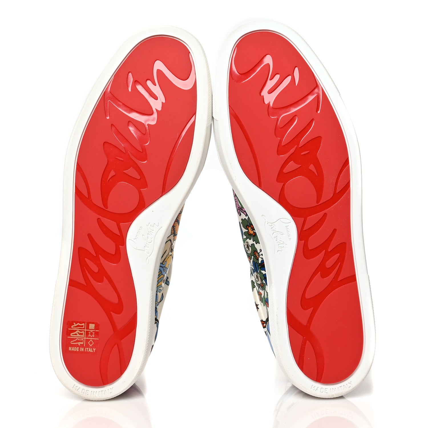 Christian Louboutin Calfskin Vieira Print Womens Orlato Flat Sneakers 40 White Multicolor 5 of 8