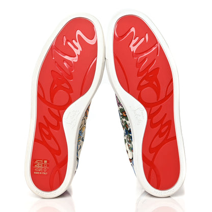 Christian Louboutin Calfskin Vieira Print Womens Orlato Flat Sneakers 40 White Multicolor 5 of 8