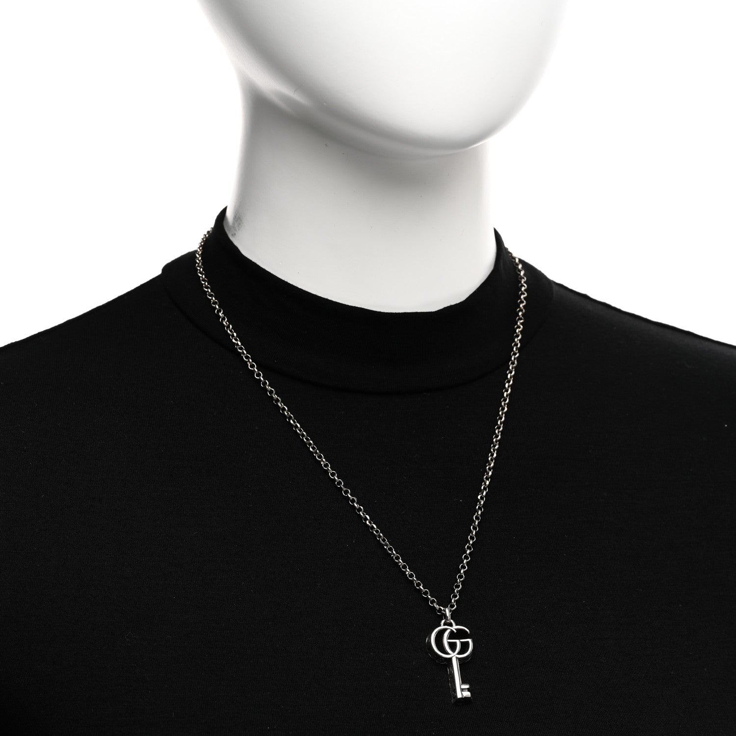 Gucci Sterling Silver Double G Key Pendant Necklace 2 of 5