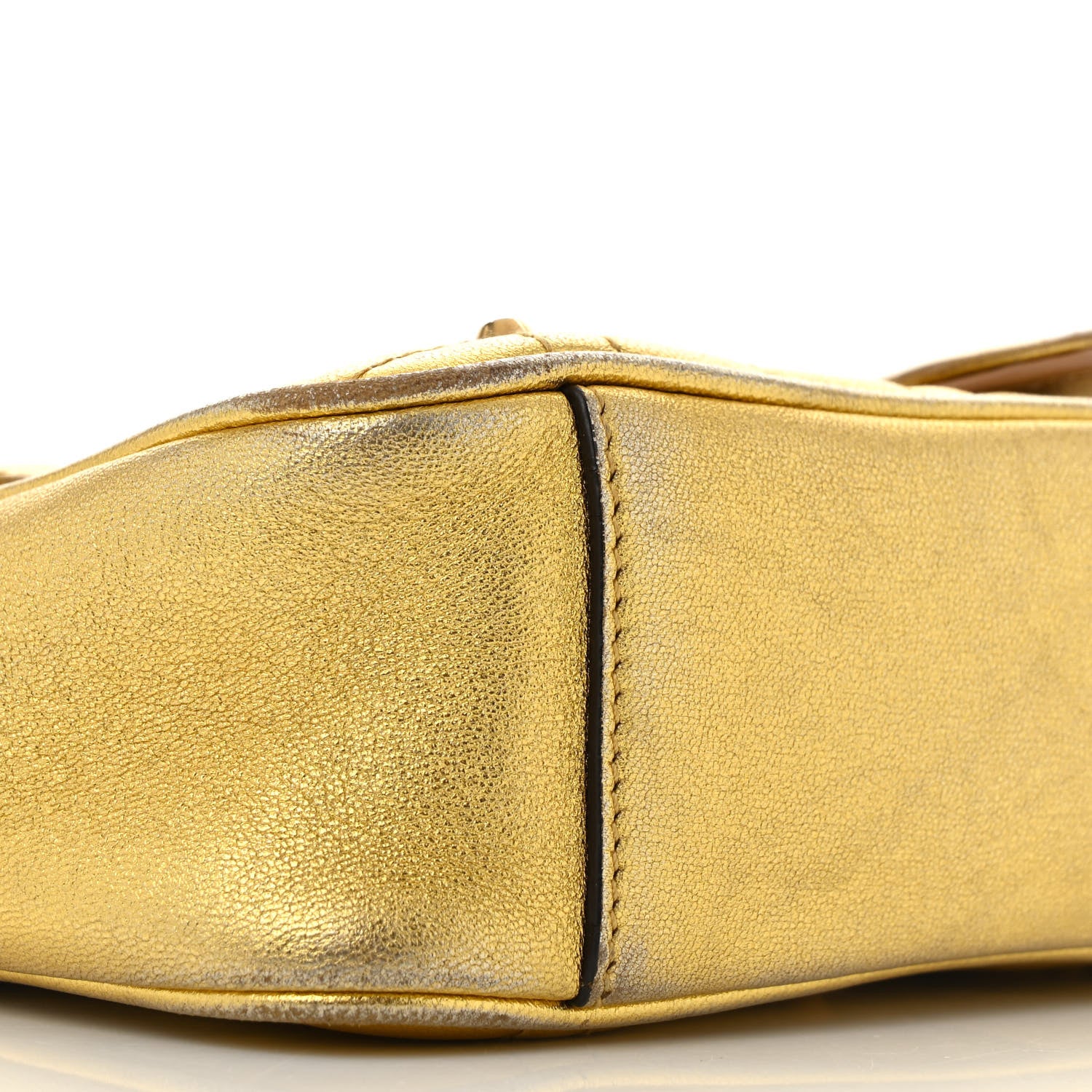 Gucci Metallic Calfskin Matelasse Studded Mini Pearly GG Marmont Shoulder Bag Gold 9 of 13