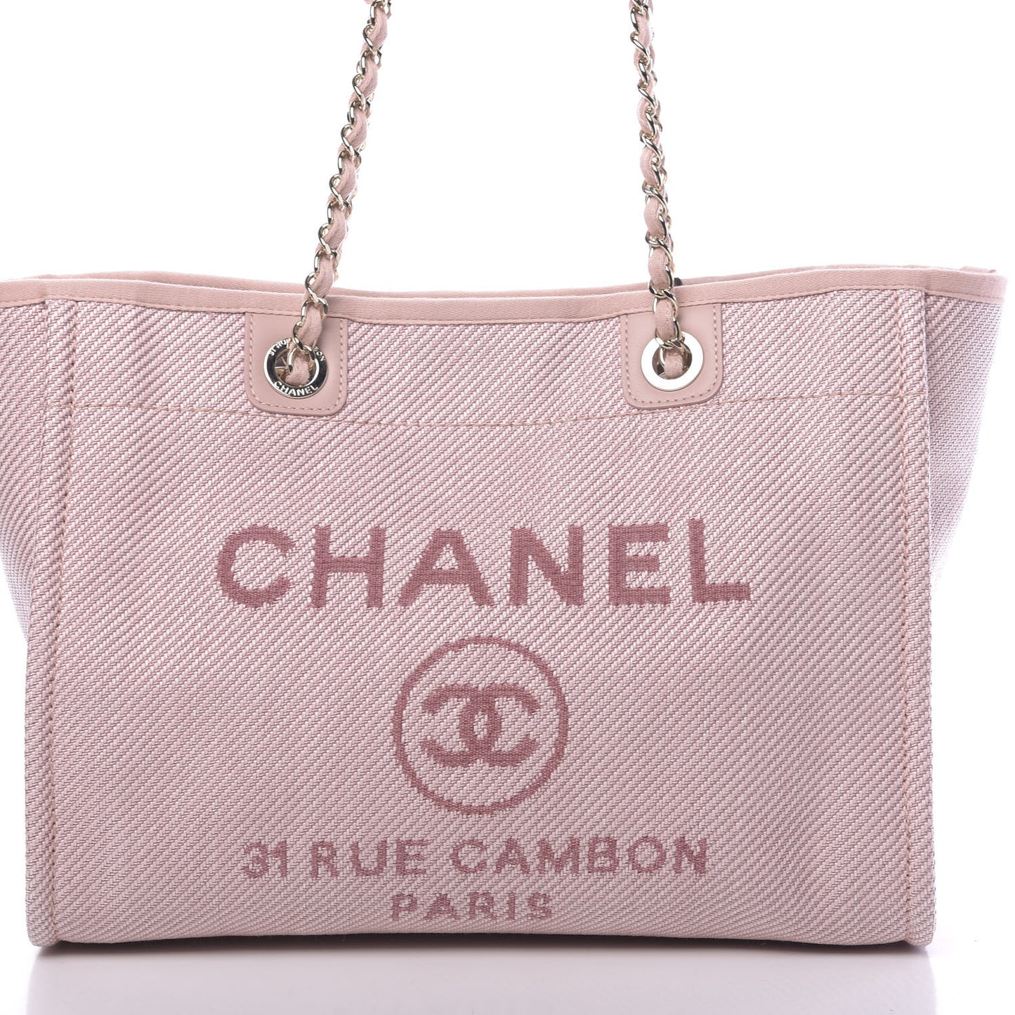 Mixed Fibers Calfskin Small Deauville Tote Rose Pink