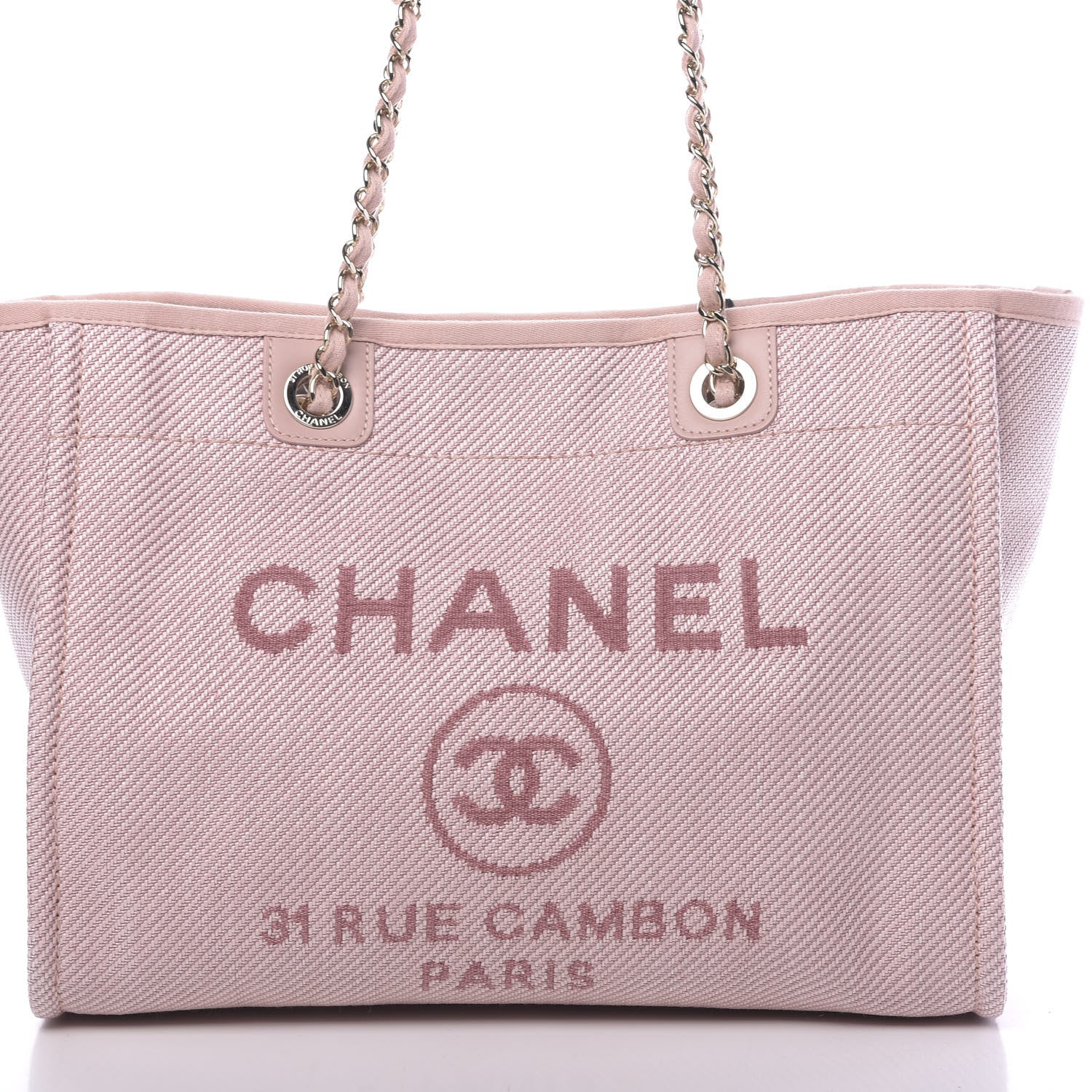 Chanel Mixed Fibers Calfskin Small Deauville Tote Rose Pink 8 of 10