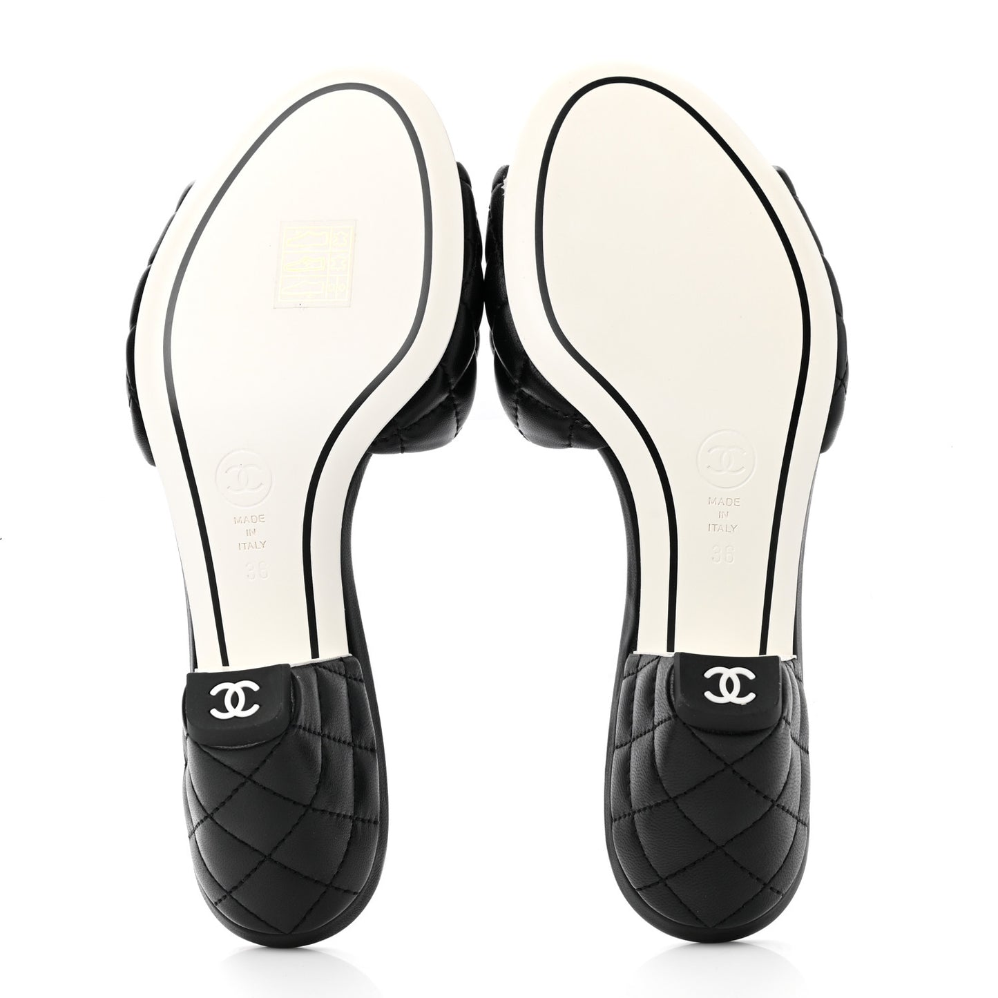 Lambskin Quilted Textured CC Mules 36 Black