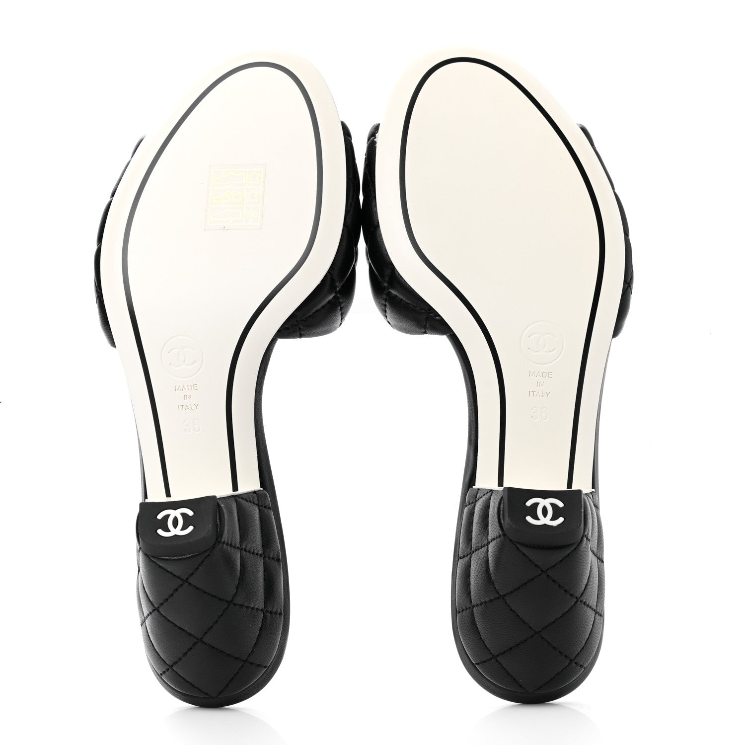 Chanel Lambskin Quilted Textured CC Mules 36 Black 5 of 9
