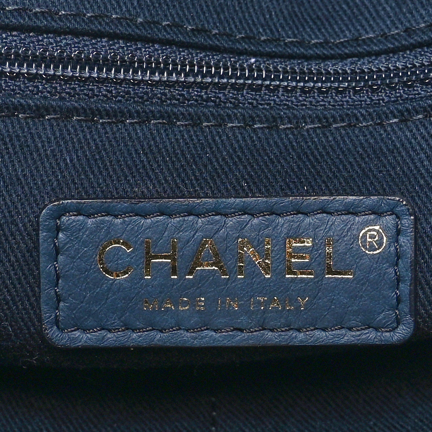 Mixed Fibers Calfskin Medium Deauville Tote Navy Blue