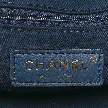 Chanel Mixed Fibers Calfskin Medium Deauville Tote Navy Blue 6 of 10
