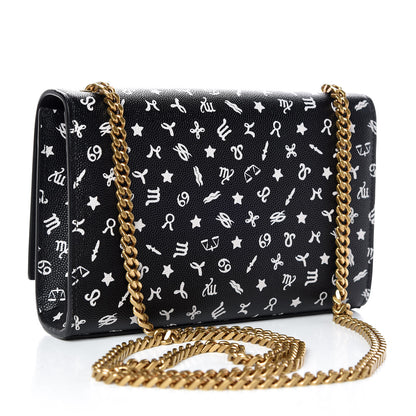 Saint Laurent Grain De Poudre Zodiac Print Small Monogram Kate Satchel Black 3 of 10