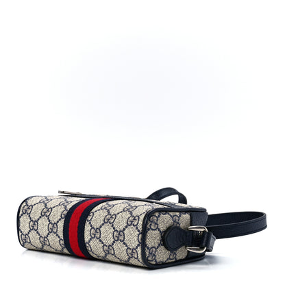 Gucci GG Supreme Monogram Textured Dollar Calfskin Web Mini Ophidia Shoulder Bag Beige Blue 8 of 11
