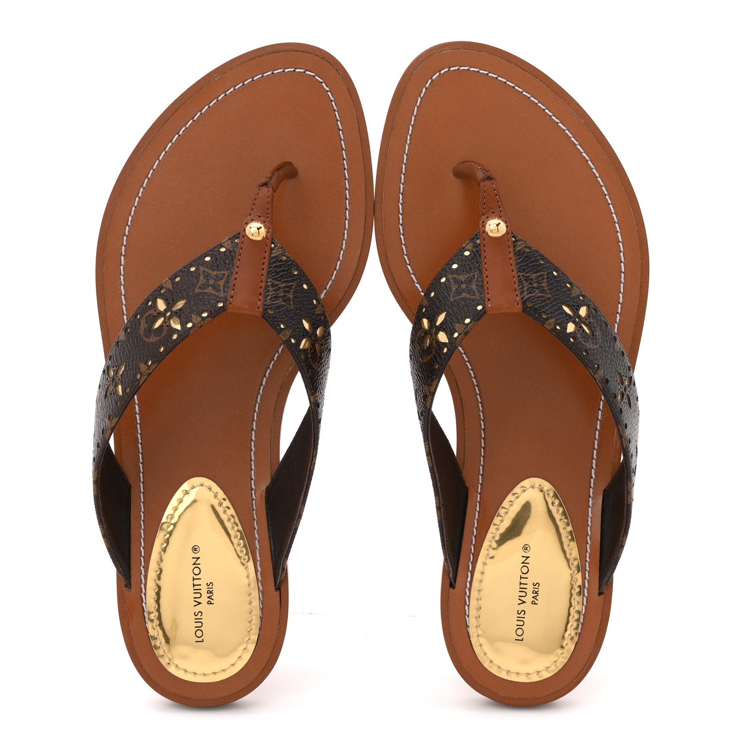 Louis Vuitton Monogram Sunny Flat Thong Sandals 38 Brown 2 of 12