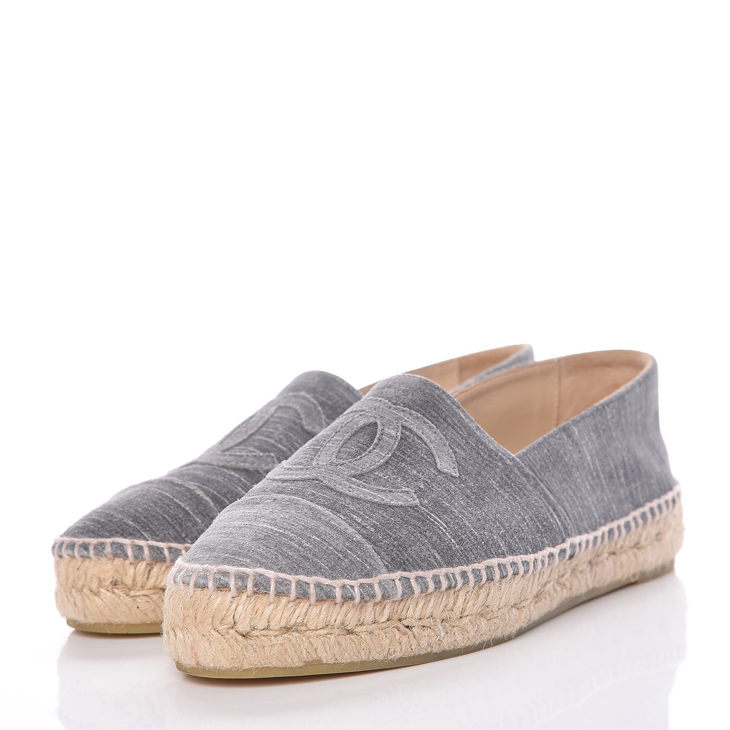 Striated Suede Espadrilles 37 Dark Grey