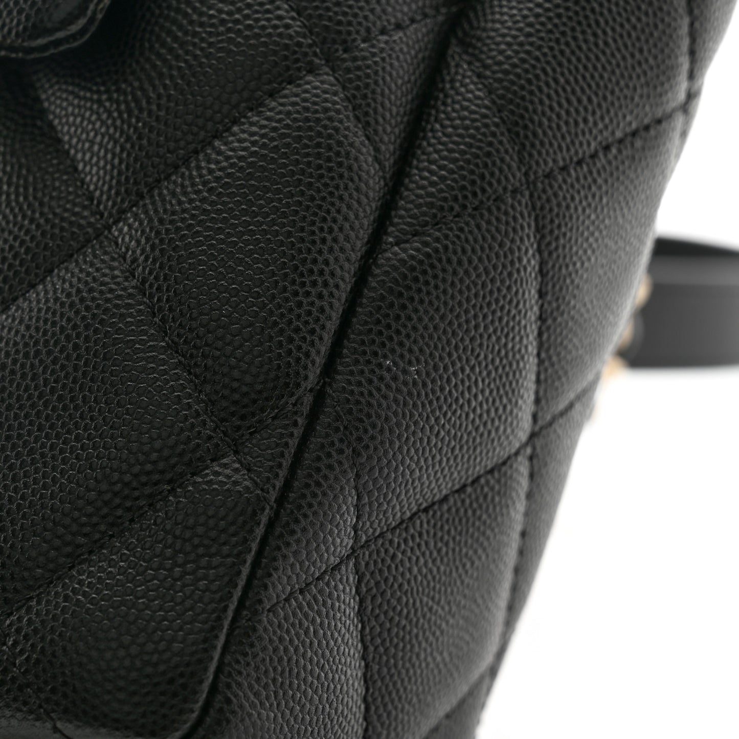 Caviar Quilted Flap Bucket Bag Black