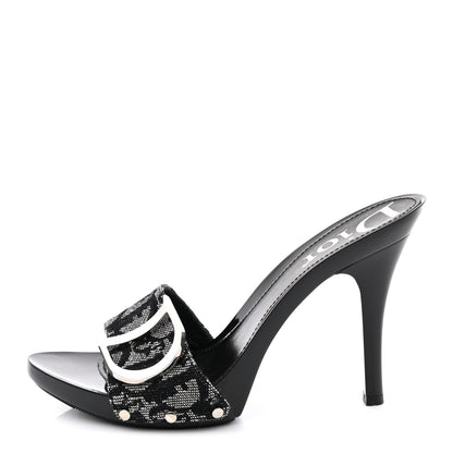 Christian Dior Canvas Monogram Sandals 37.5 Black 1 of 8