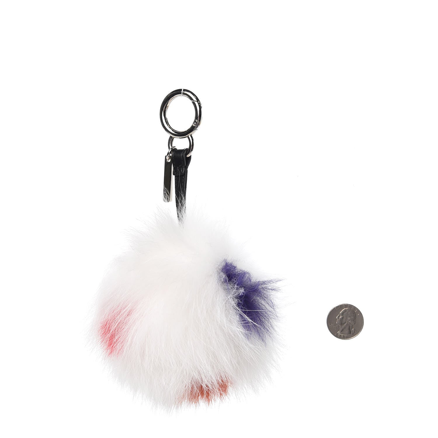 Fendi Fox Fur Polka Dot Pom Pom Bag Charm White 2 of 3