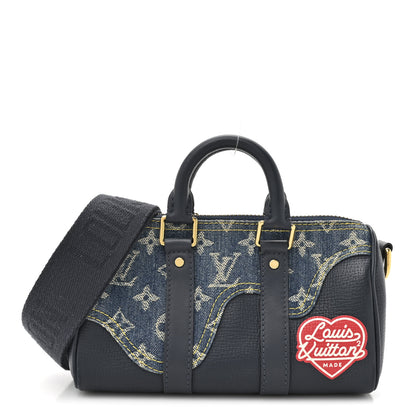 Louis Vuitton X NIGO Taurillon Monogram Denim Drip Keepall XS Blue 1 of 10